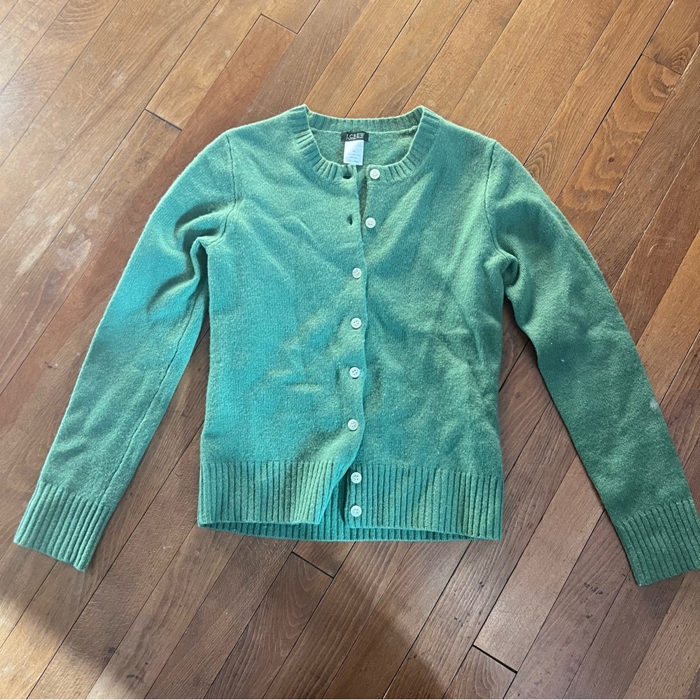 JCrew green wool cardigan, XS